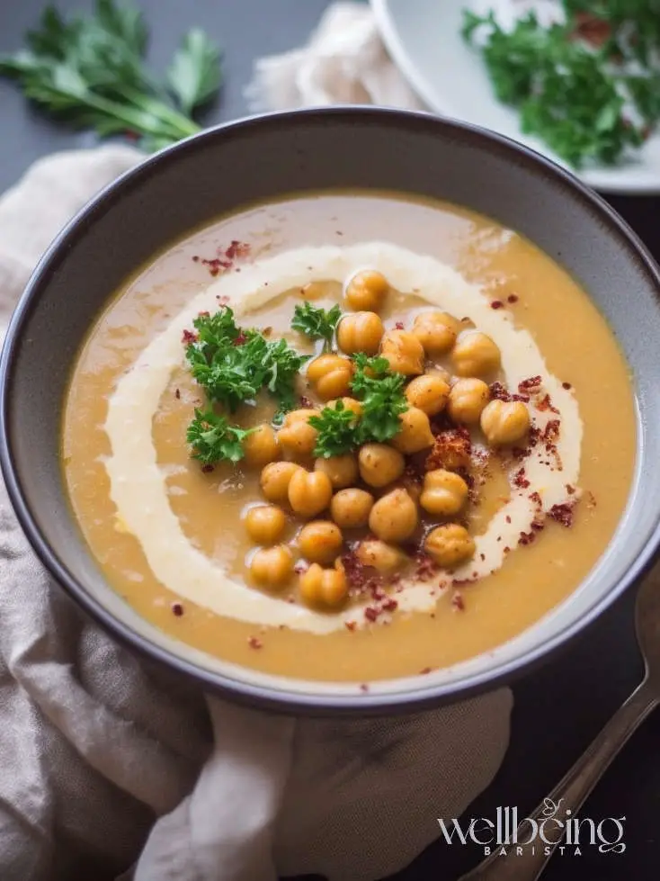 Creamy dairy-free zucchini and sweet potato soup ready in 20 minutes