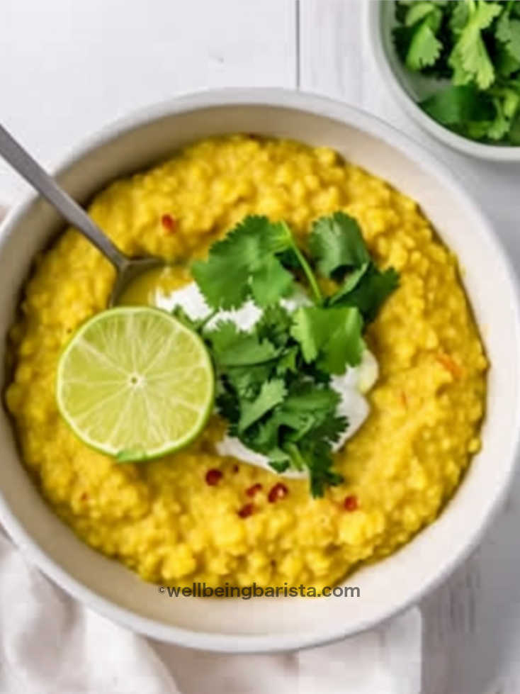 red split lentils dhal and rice