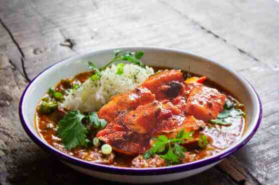 Red Salmon Curry With Goji Berries