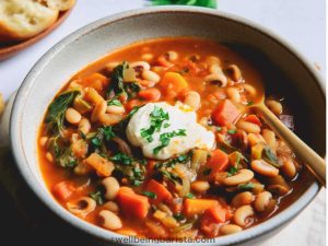 Butter bean Tomato Stew with Muhsrooms and Spinach