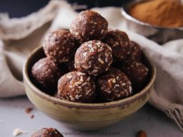 cocoa almond flour energy balls with dates and peanut butter