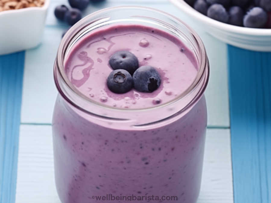 mixed berry smoothie with chia seeds and coconut milk