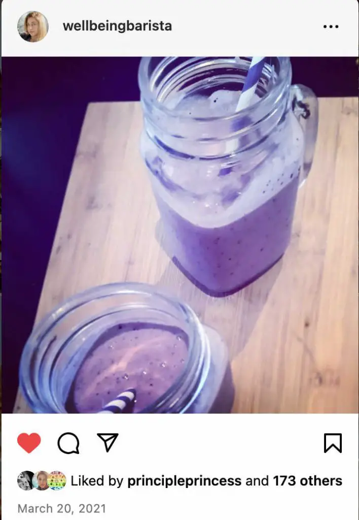 instagram post for berry smoothie with peanut butter
