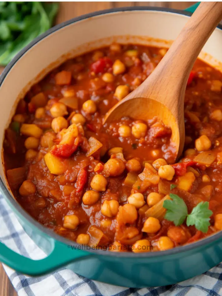 cooking jalfrezi curry with chickpeas