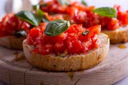 Tomato Bruschetta with Garlic and Basil