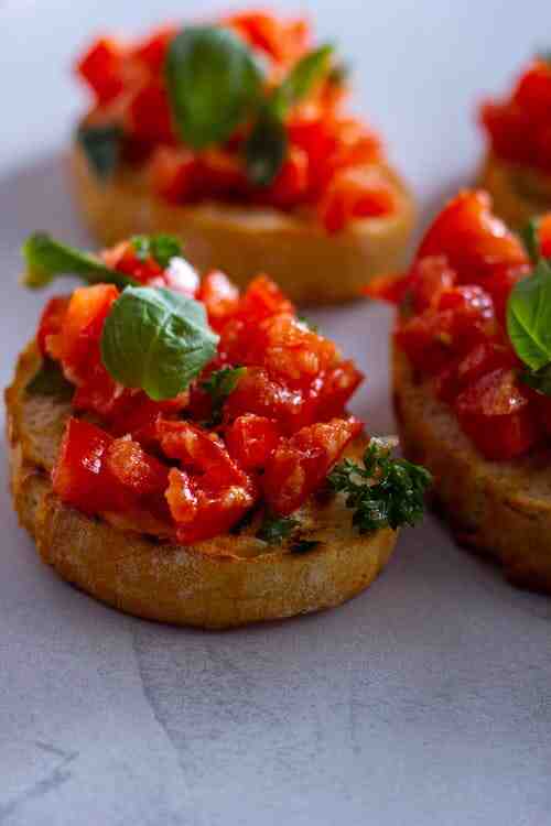 Tomato Bruschetta with Garlic and Basil