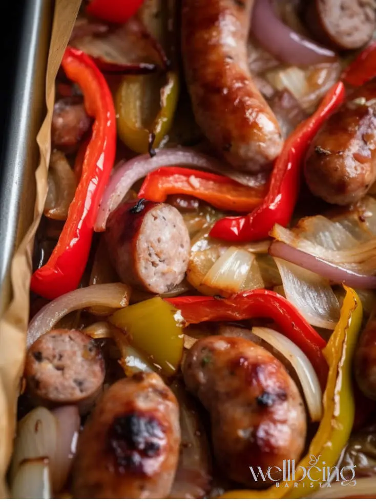 Onion, sausage and pepper sheetpan dinner