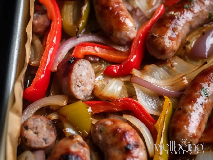 Onion, sausage and pepper sheetpan dinner