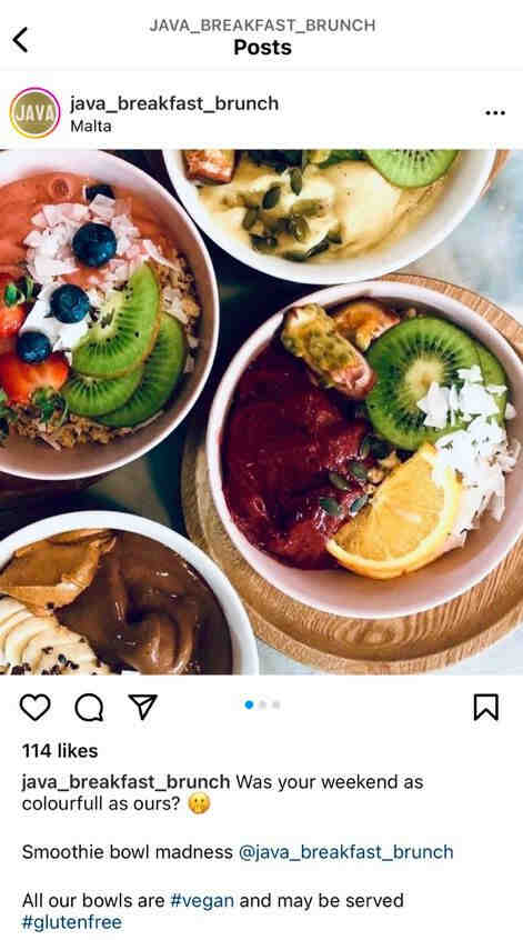 smoothie bowls at Java Breakfast Brunch