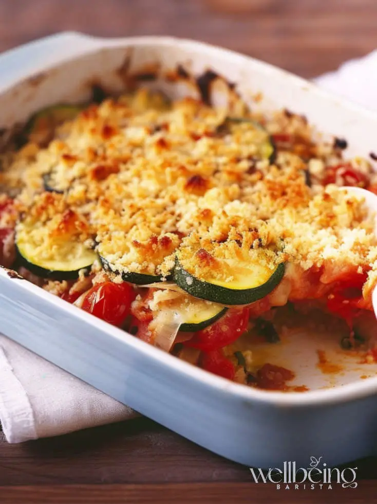 Tomato, zucchini and capsicum gratin