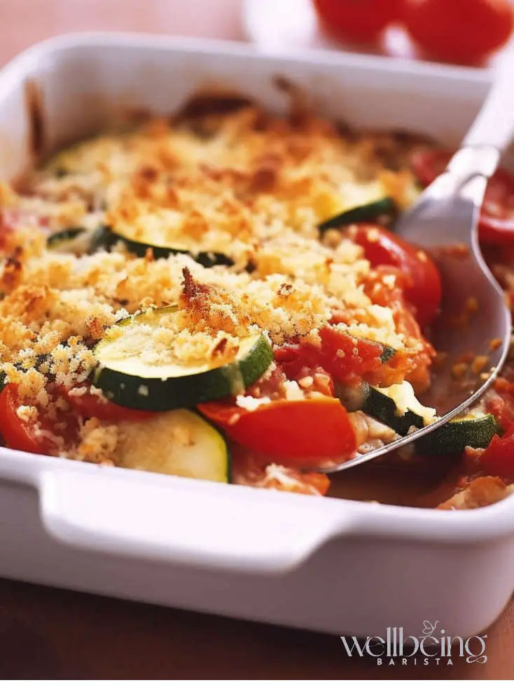 Tomato, zucchini and capsicum gratin