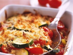 Tomato, zucchini and capsicum gratin