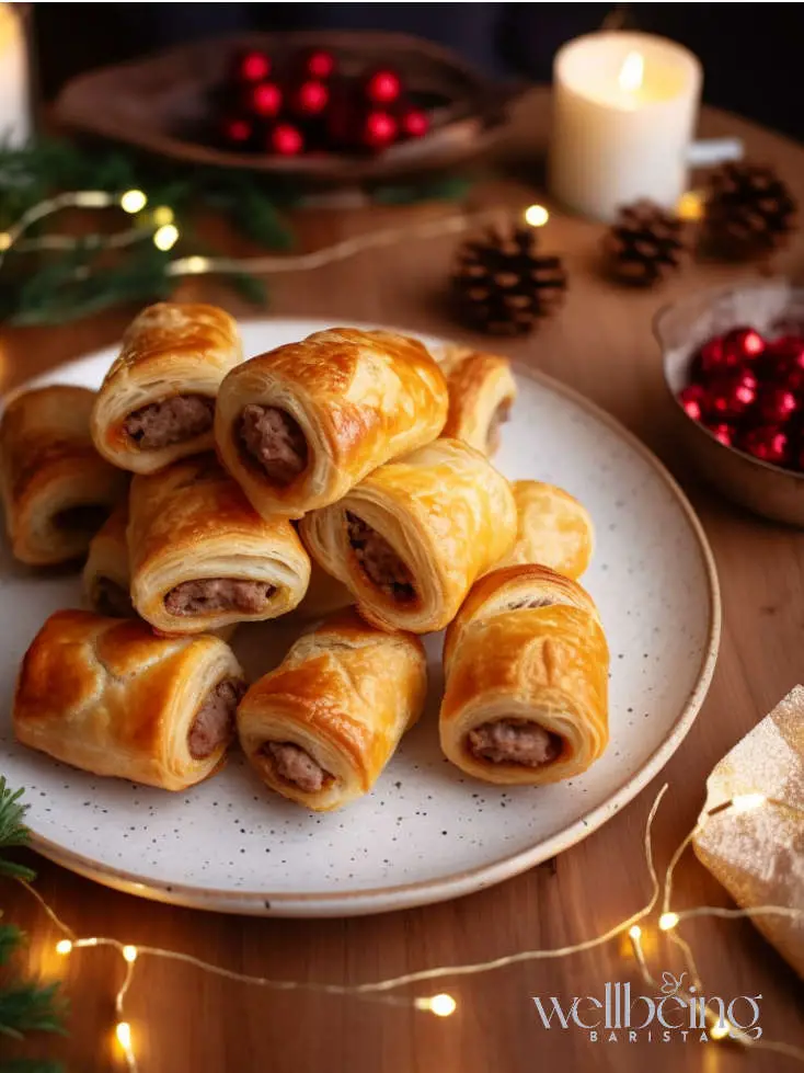 sausage rolls set on table for christmas