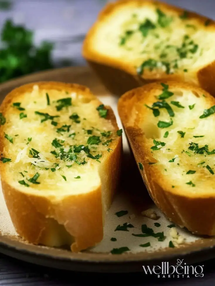 Nando's-style sliced garlic bread with melted butter and parsley flakes