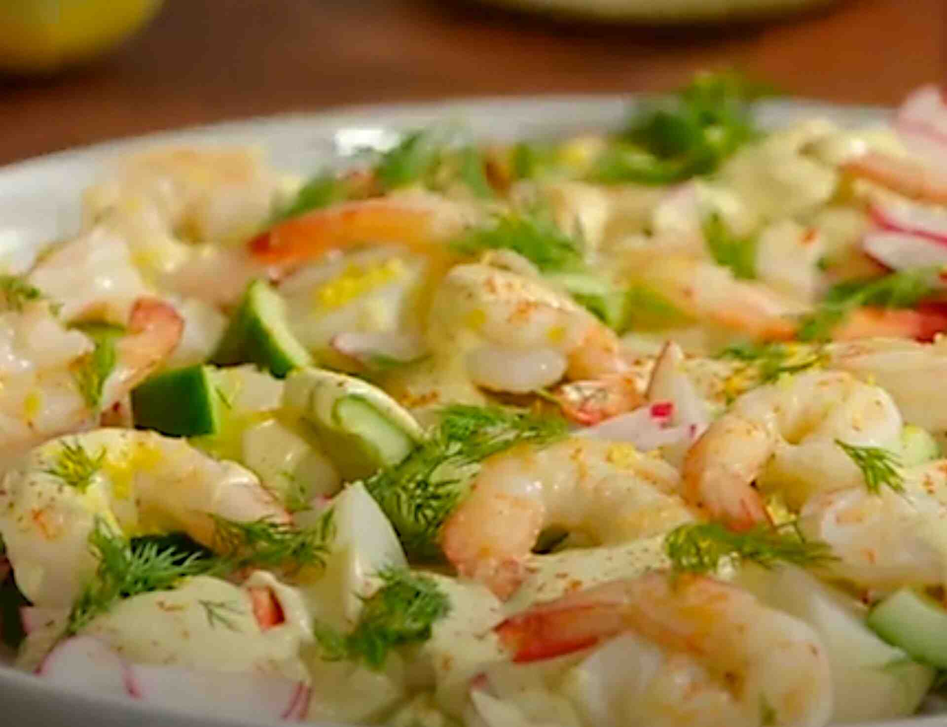 Potato, prawn and potato salad