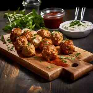 sausage balls served with sauces