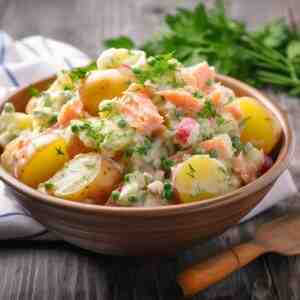 mary berry potato salad with prawns and salmon
