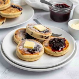 Mary Berry welsh cakes with butter, jam and whipped cream