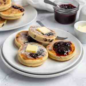 Mary Berry welsh cakes with butter, jam and whipped cream