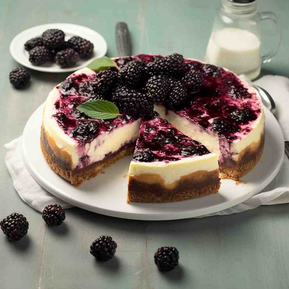 Mary Berry Baked Cheesecake with Blackberry Coulis