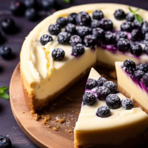 banana cream pie with blueberries on top