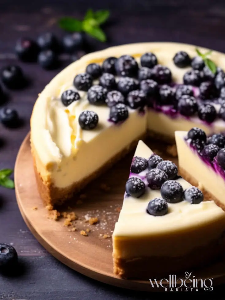 banana cream pie with blueberries on top