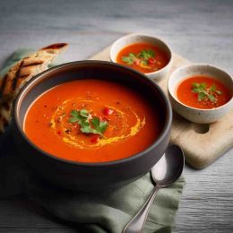 Healthy Roasted Red Pepper And Tomato Soup With Fresh Tomatoes