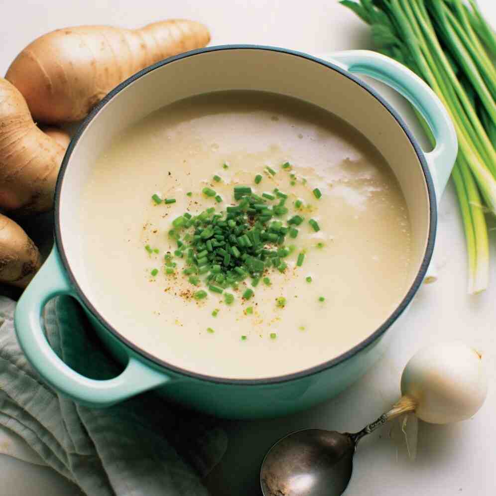 mary berry parsnip soup with chives as garnish
