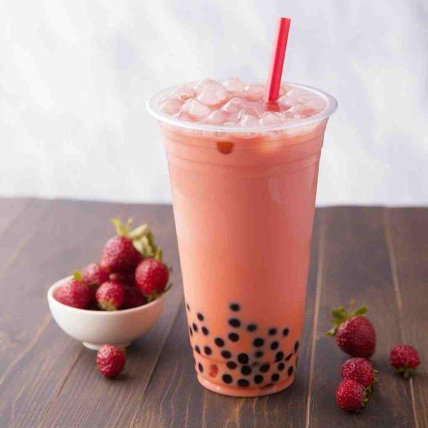 Strawberry Bubble Tea ( With Homemade Strawberry Boba)