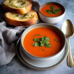 tomato soup mary berry with basil pesto and sun dried tomatoes