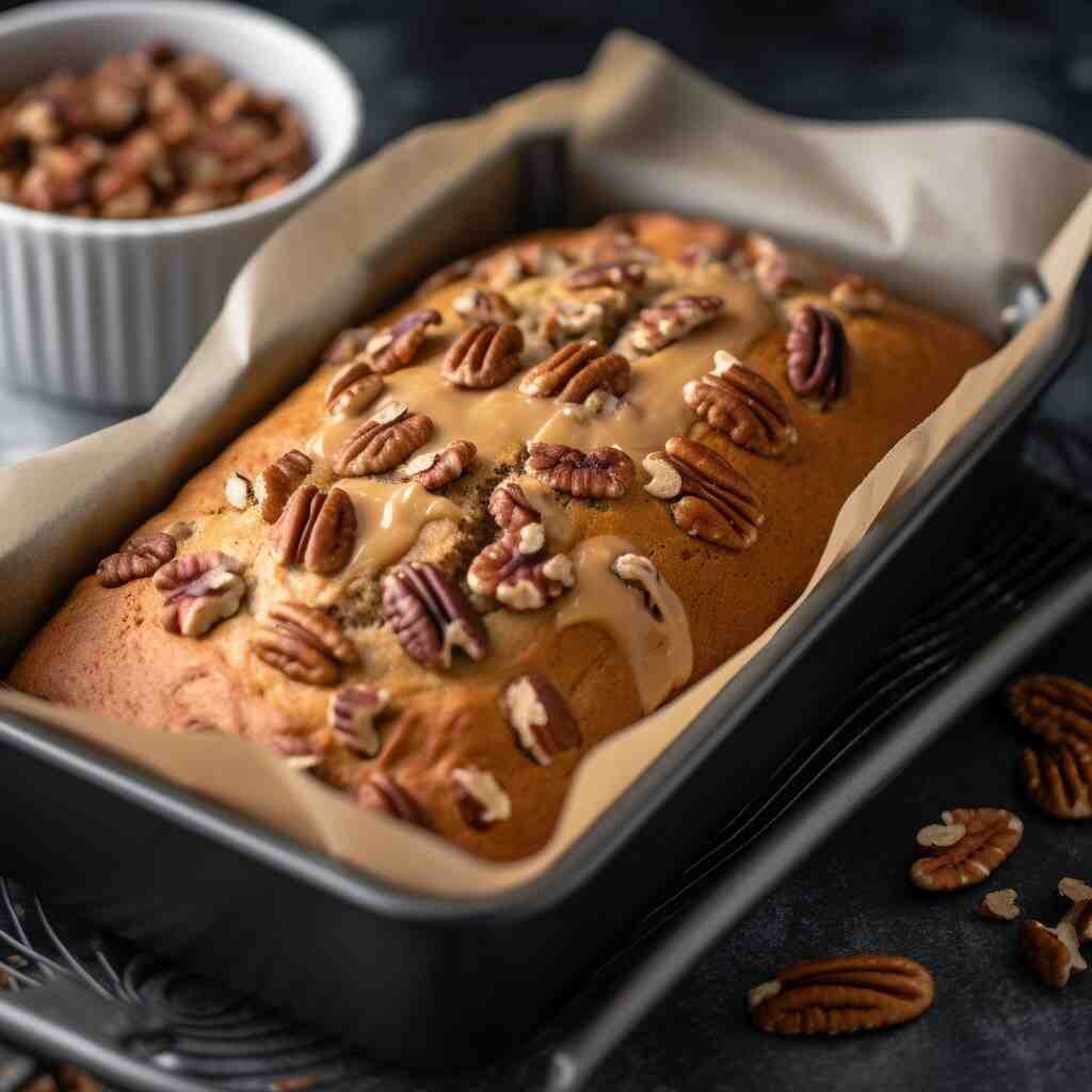 baked banana bread with pecans