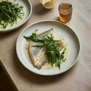 sea bream, chives sauce and samphire by mary berry
