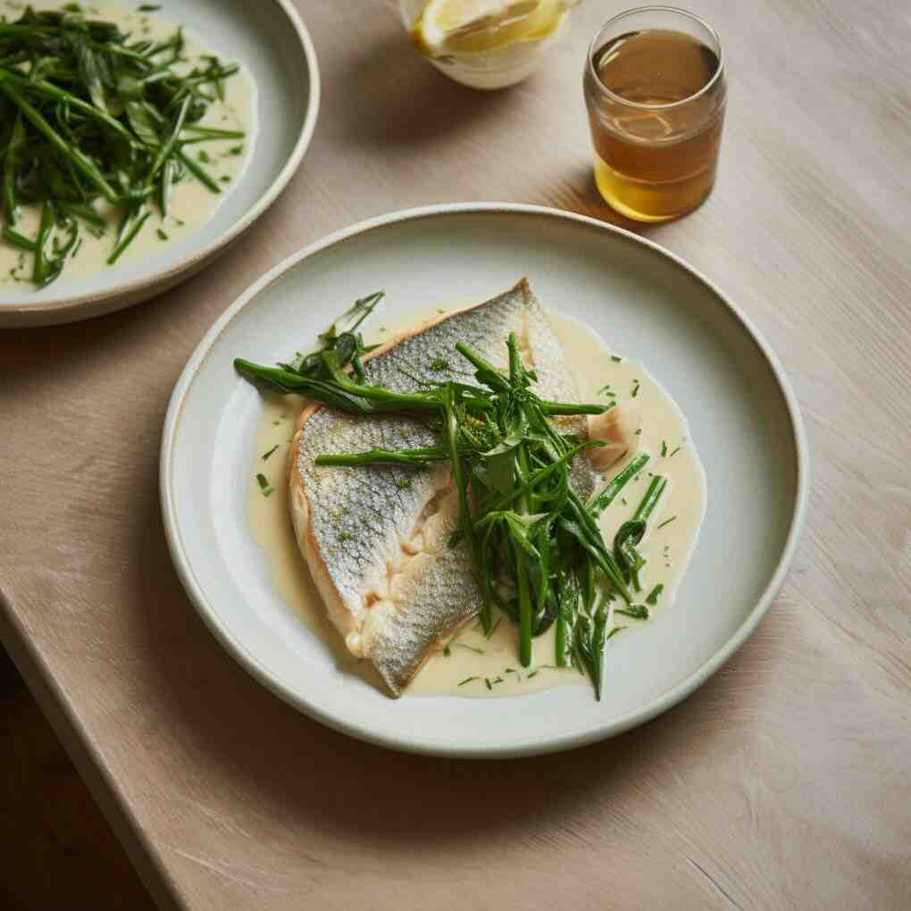 sea bream with samphire and chive creamy sauce by mary berry