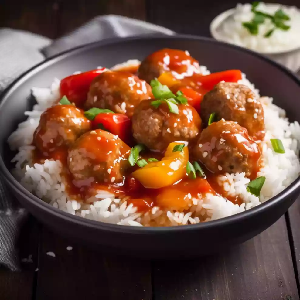 Turkey Mince Meatballs in sweet and sour sauce