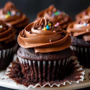Mary Berry Chocolate Cupcakes with Rainbow Sprinkles