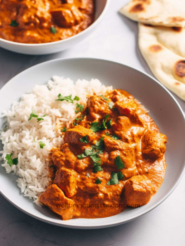 Hairy Dieters Chicken Tikka Masala with a side of rice.