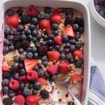 One Pan Baked Oatmeal with Bananas, Raspberries, Blueberries and Strawberries