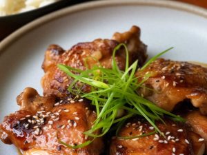 Korean marinated boneless chicken thighs in bulgogi
