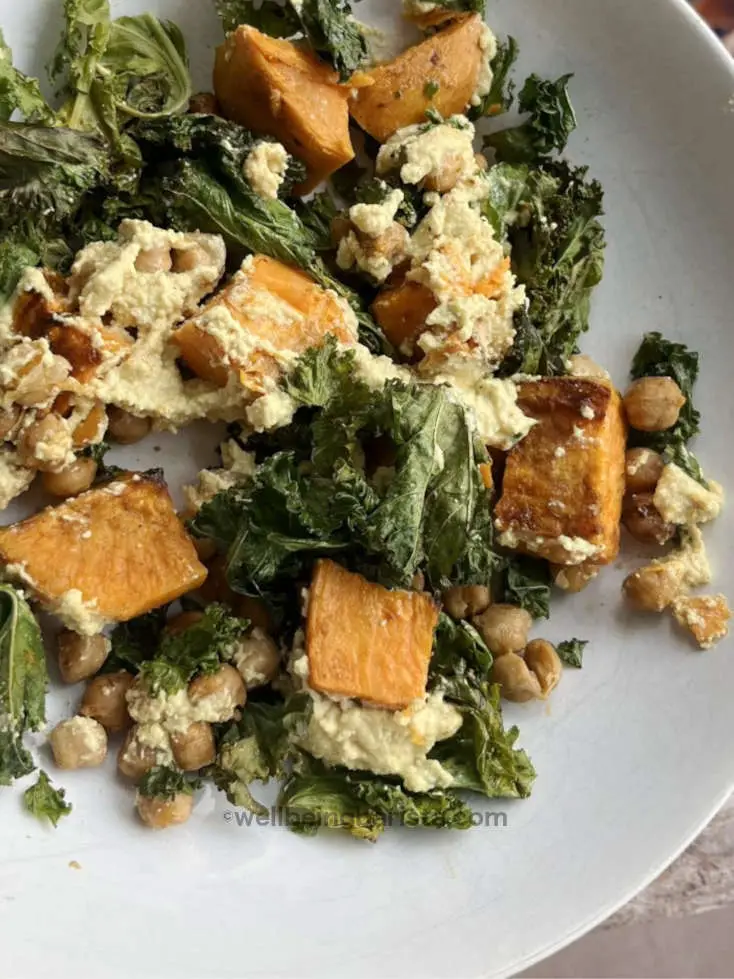 roasted kale potato salad with chickpeas