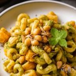 Brown Butter Pistacchio Pesto Cavatappi with Roasted Pumpkin and Chickpeas