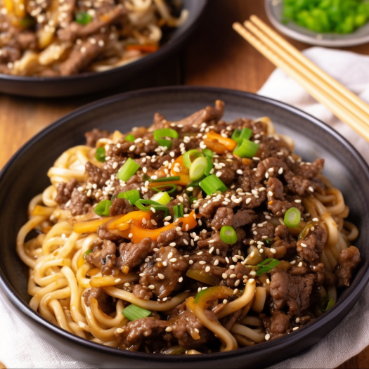 Korean Marinated Beef Bulgogi Udon Noodles