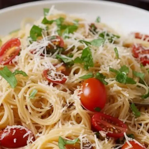 Spaghettini with Tomatoes Basil and Olive Oil Dressing