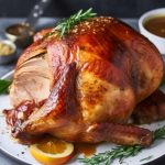 roasted turkey with stuffing and gravy