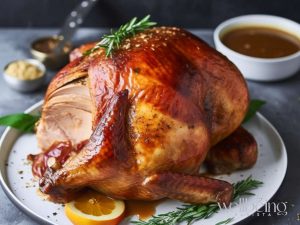 roasted turkey with stuffing and gravy