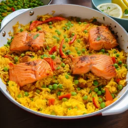 Nandos Spicy Rice served with salmon