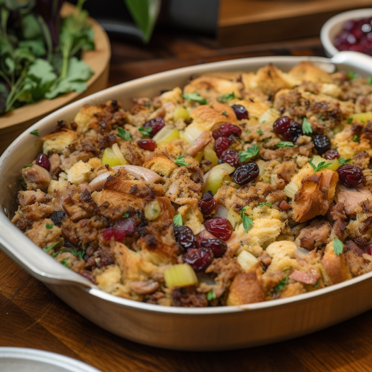 stuffing with cranberries, spices and sausage meat