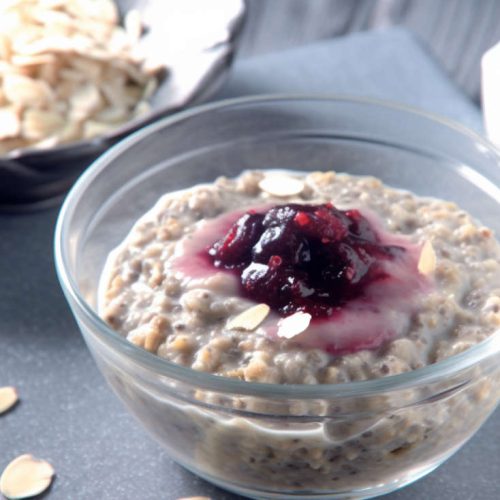 Quinoa Protein Porridge With Blueberry Coulis