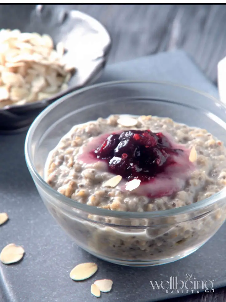 Quinoa Protein Porridge With Blueberry Coulis