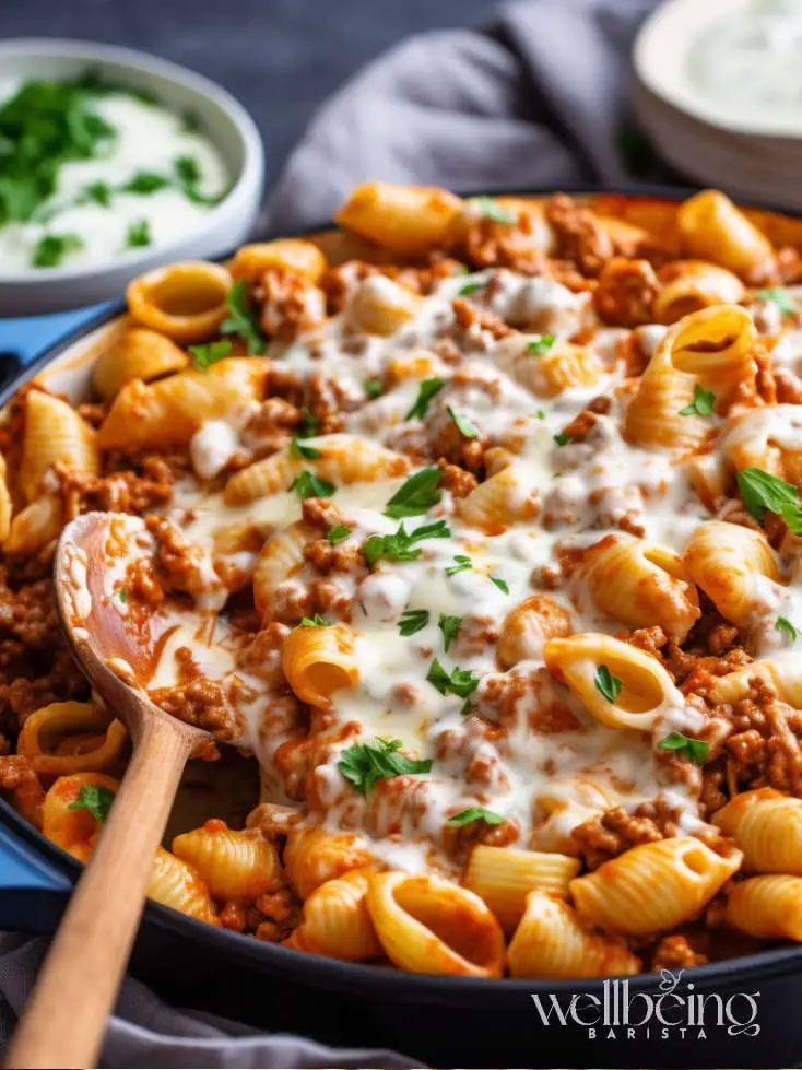 kiymali makarna ground beef with yoghurt turkish pasta which conchiglie instead of manti