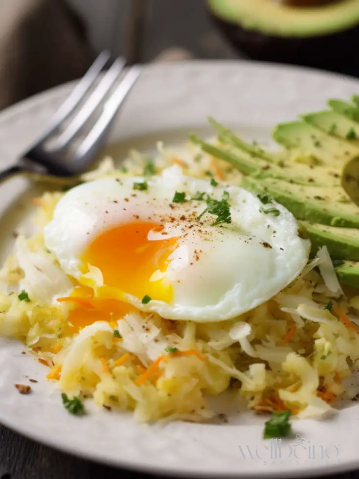 Eggs with sauerkraut and avocado